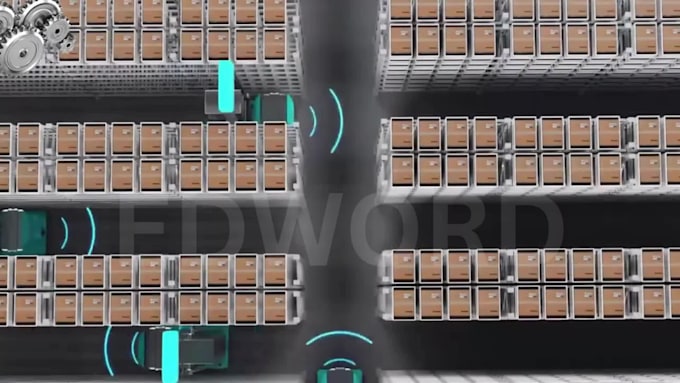create futuristic 3d industrial robotic animation video