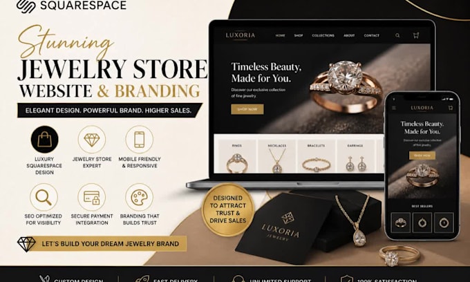 create squarespace website jewelry store and branding