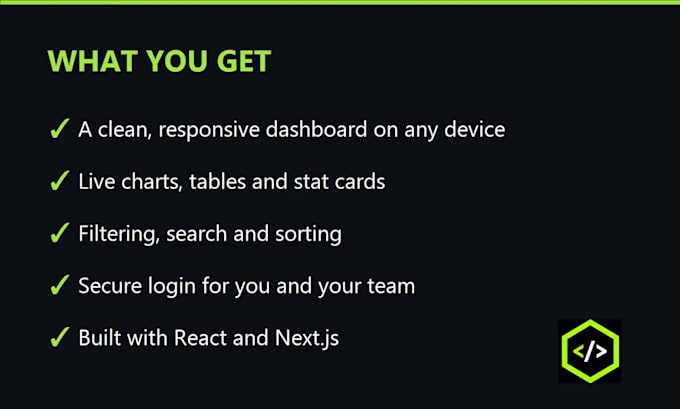 build custom react dashboard for your business