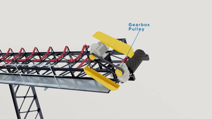 create 3d manufacturing animation, factory process conveyor belt animation