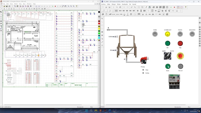 make electrical or pneumatic circuit diagram with simulation