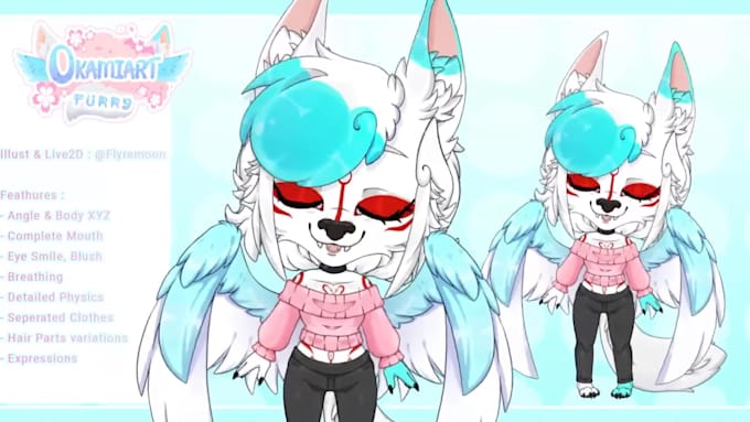 design and rig custom chibi furry live2d vtuber model or cute fursona avatar