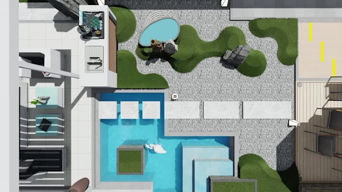 do 3d backyard landscape design and pool rendering