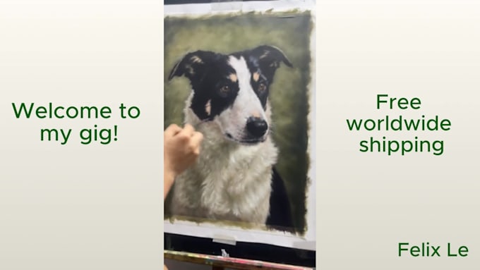 hand paint a custom oil portrait of your pet with free shipping
