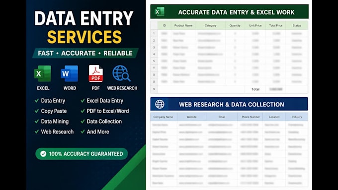 do data entry, web design and development, data scraping