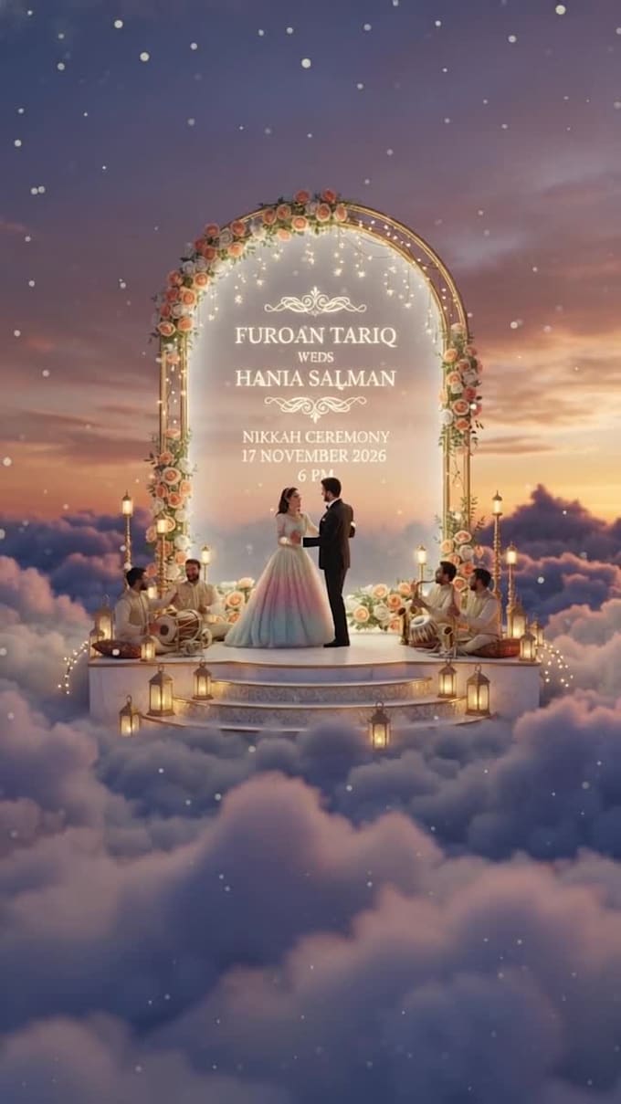 design cinematic 3d wedding video and poster invitations
