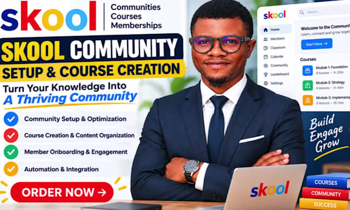 setup skool community, skool course creation, skool community manager