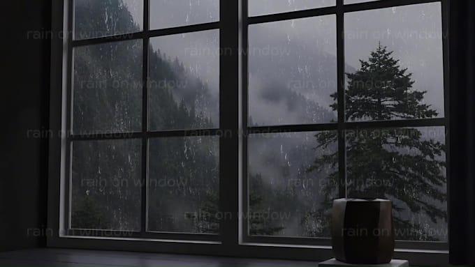 create rain on window video with thunderstorm sound