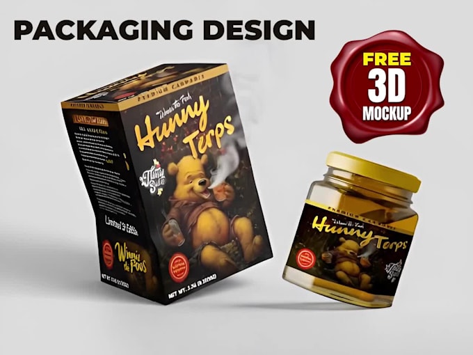 do free 3d mockup with custom box design, packaging and label