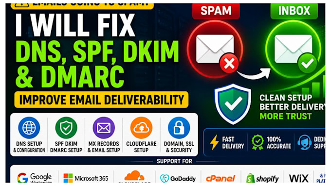 fix dns spf dkim dmarc and email deliverability issues