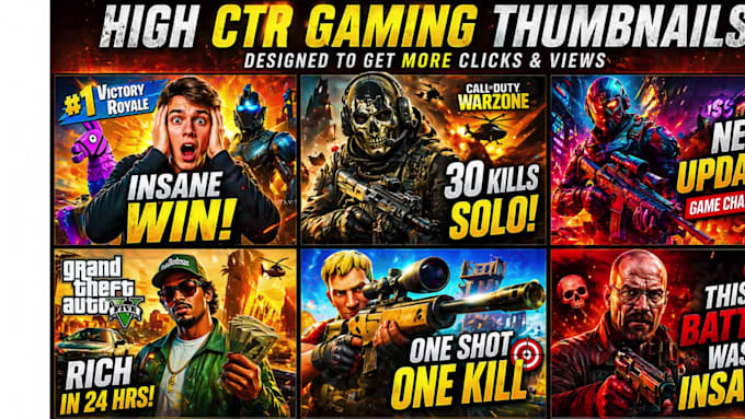 design high CTR gaming youtube thumbnails