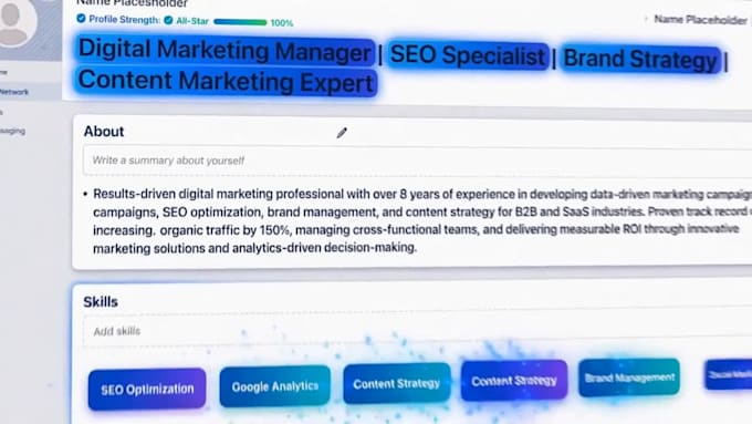 do linkedin profile optimization, SEO headline and summary