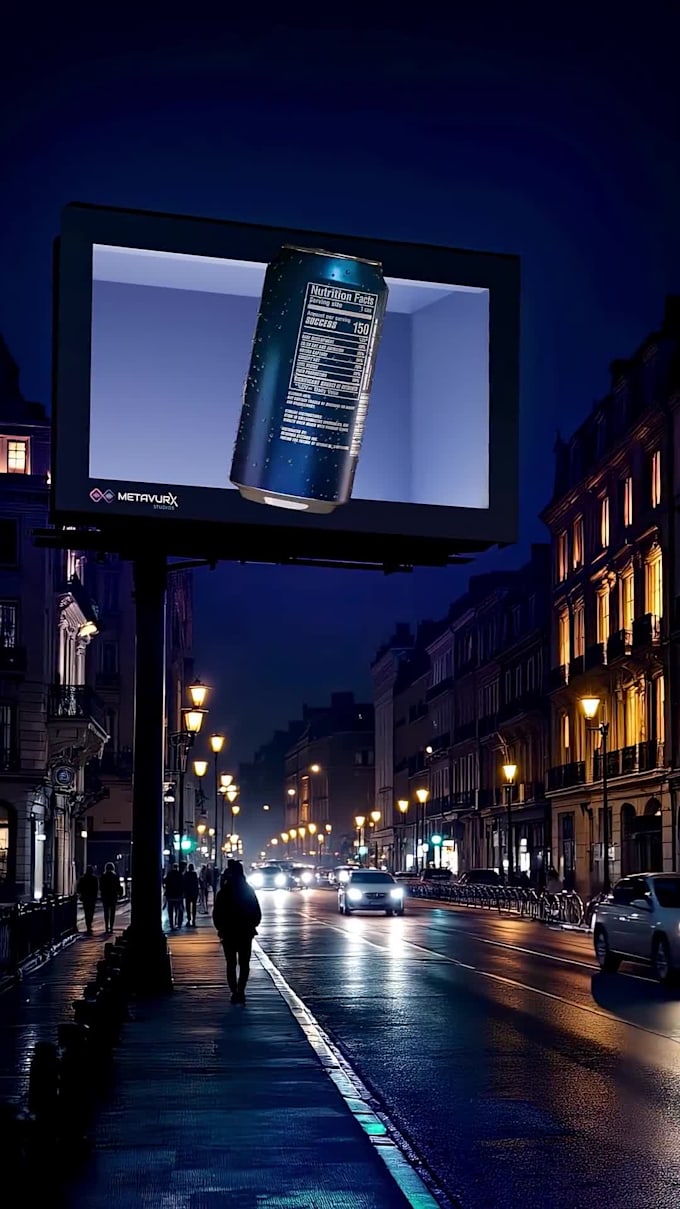 create 3d cgi animation, cgi vfx ads, 3d anamorphic billboard animation
