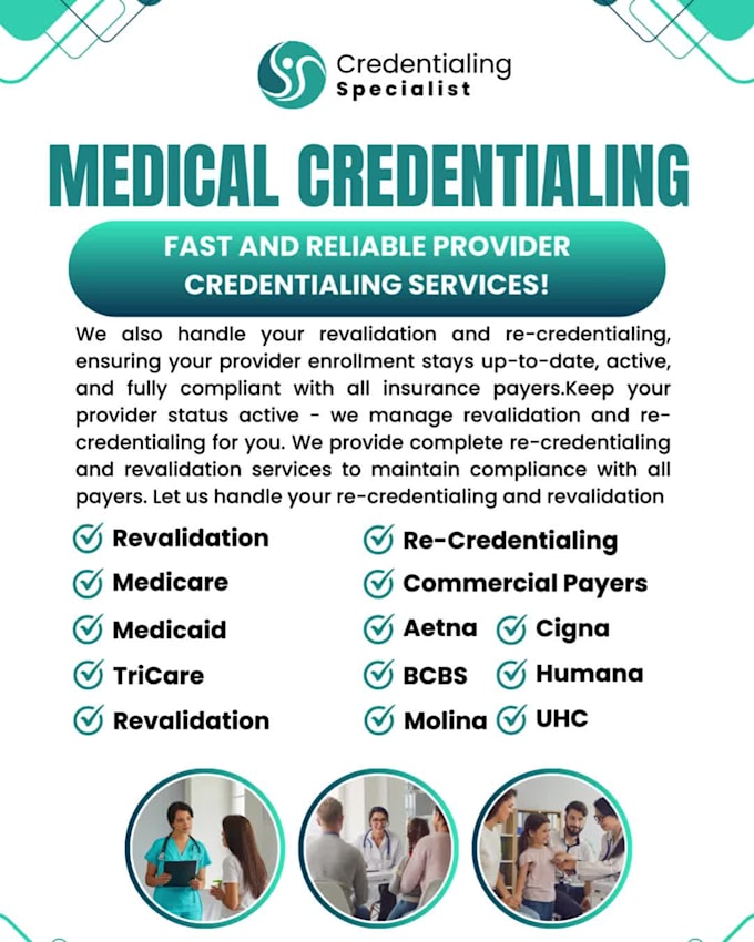 handle provider credentialing with payers, caqh, npi, pecos