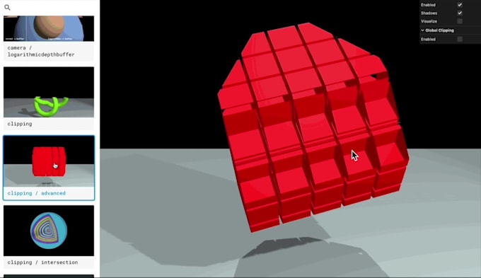 create 3d models and interactive visuals by three js