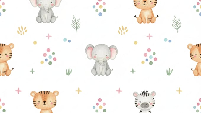 cute watercolor seamless patterns for kids fabric
