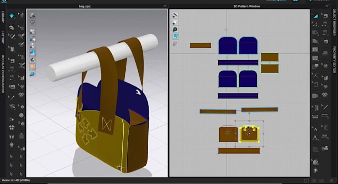create digital leather handbag backpack totes bag sewing pattern and tech pack