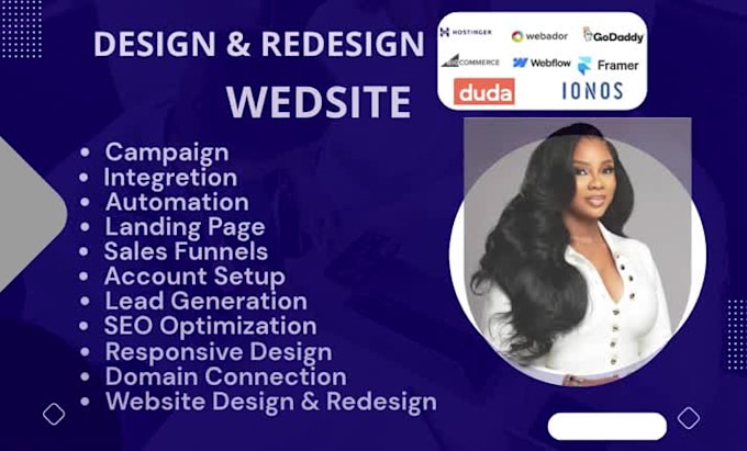 design godaddy, bigcommerce, webador, webflow, duda