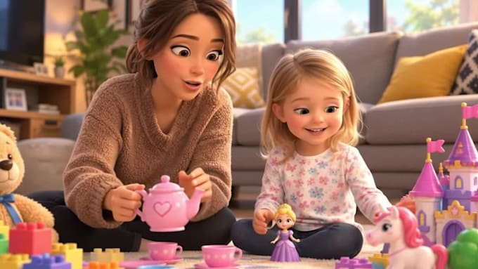 3d kids animation, pixar style, kids cartoon, children story, ai kids video