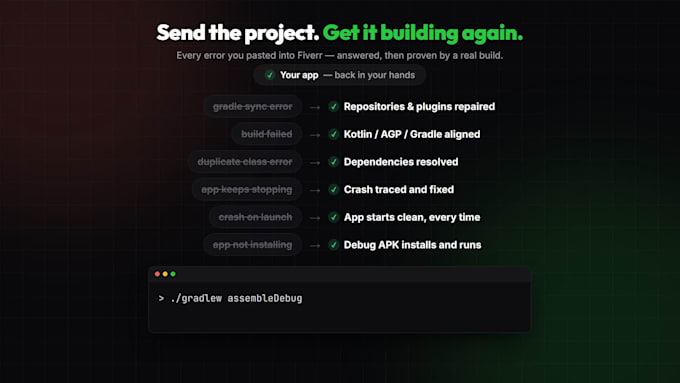 fix your android app build errors, gradle issues and crashes