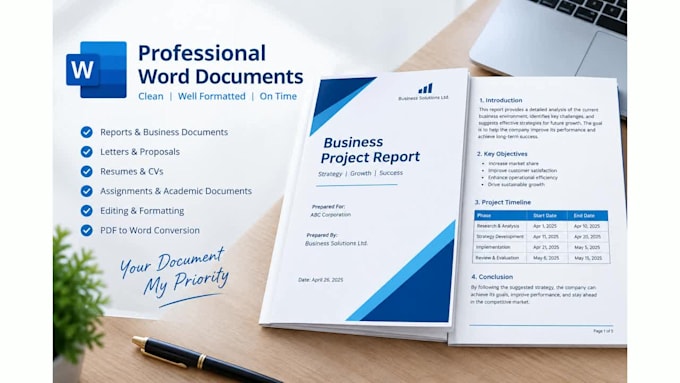 create professional word documents, reports and formatting