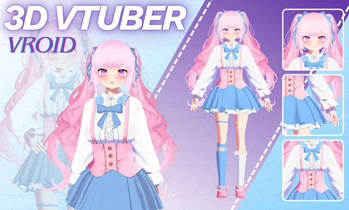 create a custom 3d vtuber vroid anime model with full body rigging