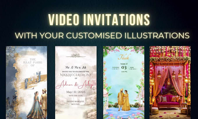 create custom illustrated wedding invitation videos