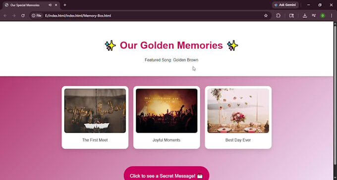 create a creative birthday surprise memory website