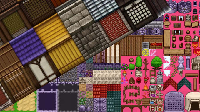 create 2d pixel art tileset character design animation 2d sprite sheet rpg maker