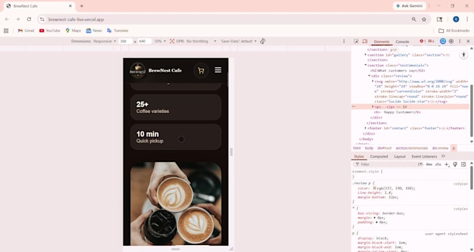 design a modern responsive cafe website with online ordering