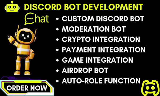 build custom discord bot moderation autorole bot game API crypto automation
