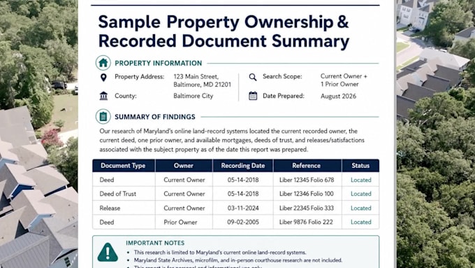 find and provide a maryland recorded property document
