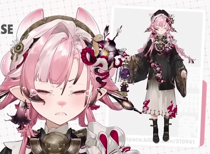 draw live2d vtuber model, 2d vtuber model, pngtuber model, live2d vtuber rigging
