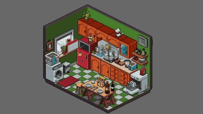 do 2d isometric pixel game art background game character isometric tileset