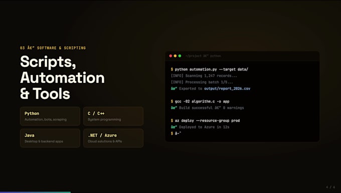 build web apps, mobile apps and automation scripts for you