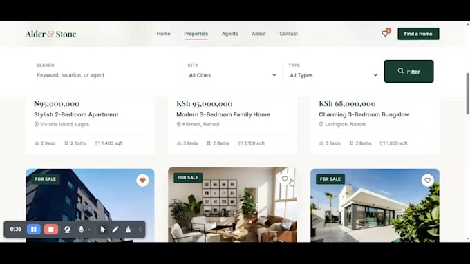 design and develop a modern real estate website