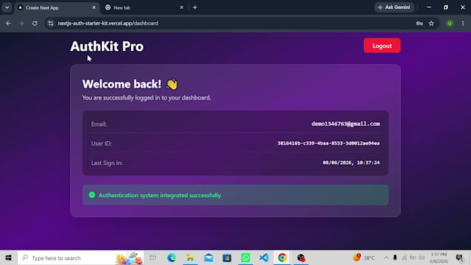deliver nextjs supabase source code with auth dashboard and deployment