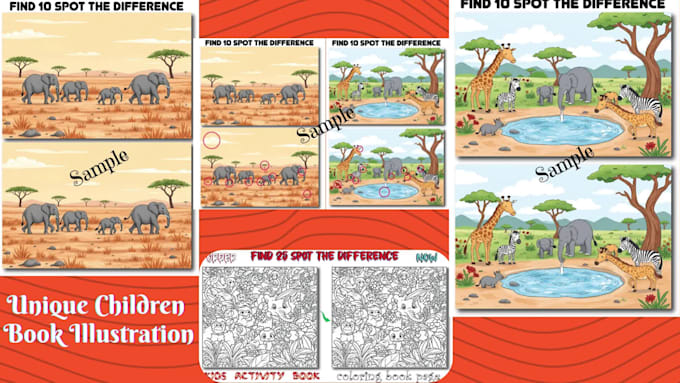 do kids, adult coloring spot the difference hidden illustration book for KDP