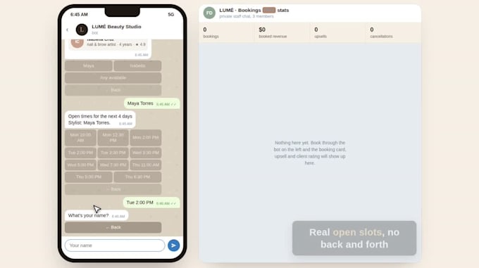 build a custom telegram bot for bookings, orders or support