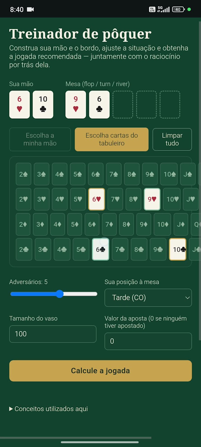 provide a poker script for browser and mobile