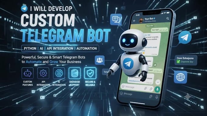 develop a custom telegram bot with python, ai, API integration and automa