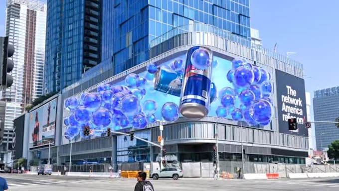 create 3d billboard animation and anamorphic cgi advertising