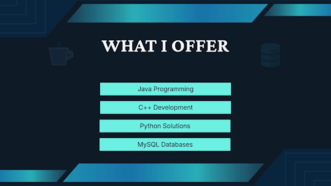 help you with java, cplusplus, python and mysql assignments