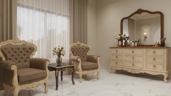 design your room with mood board and 3d render