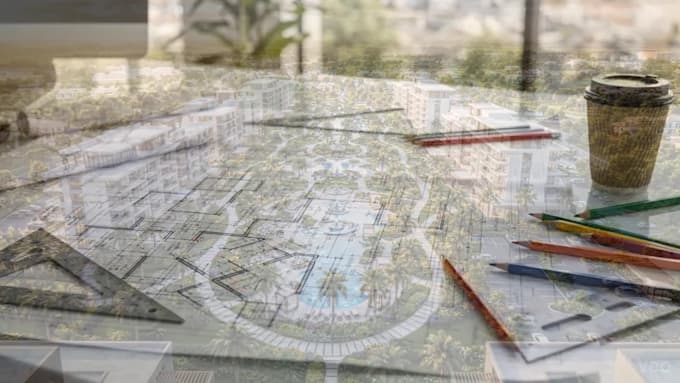 master site plan landscape design layout rendering for real estate architects