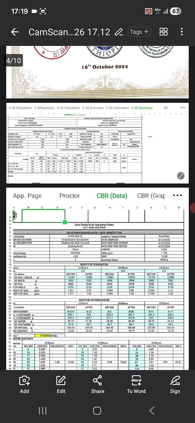 create professional dcp, cbr and proctor excel reports for soil testing