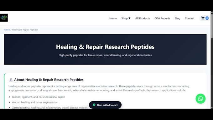 build fda compliant peptide wordpress website research peptide store woocmmerce