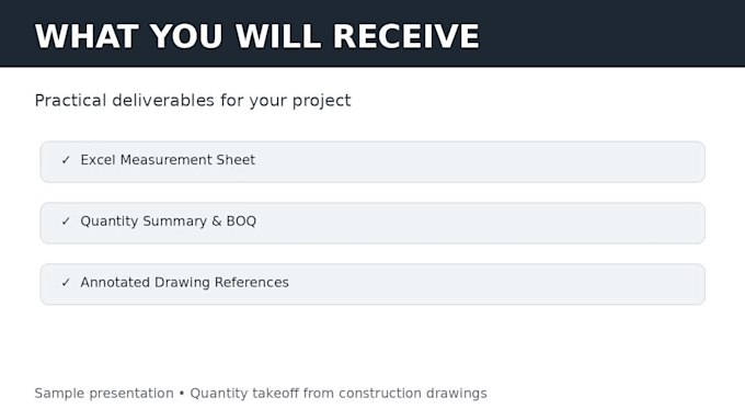 prepare construction quantity takeoff, boq and cost estimate