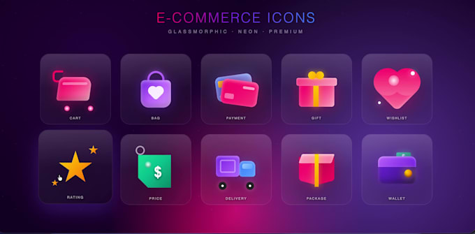 Design premium glassmorphic ecommerce icons for your online store by ...