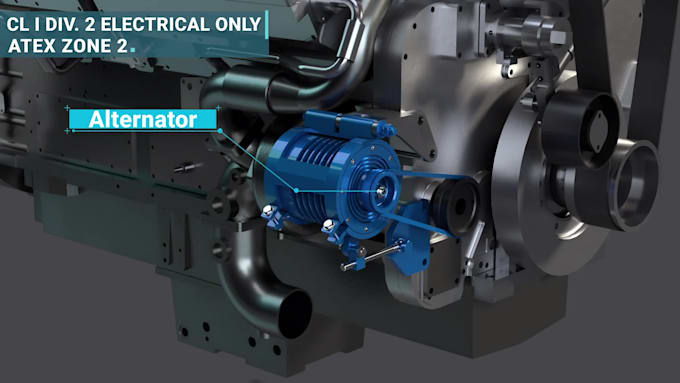 create 3d industrial animation machinery engines and engineering process video